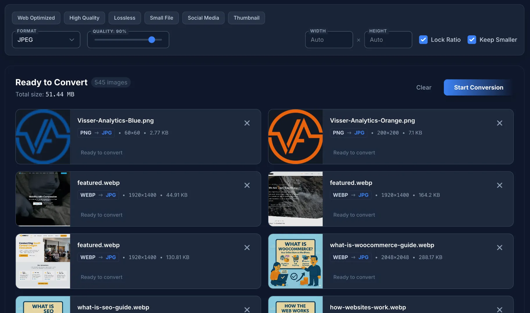 ScrapeConvert image conversion interface