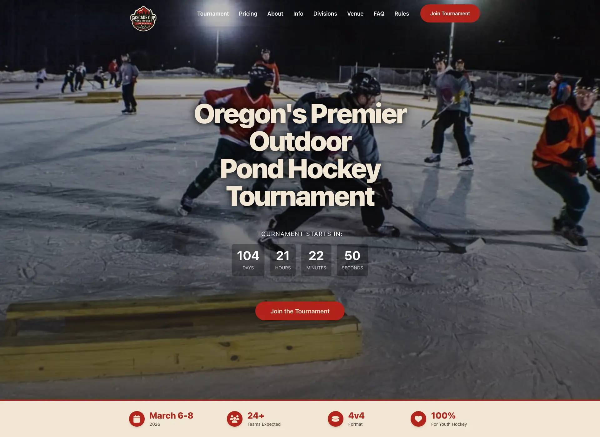 Cascade Cup Pond Hockey Event Website