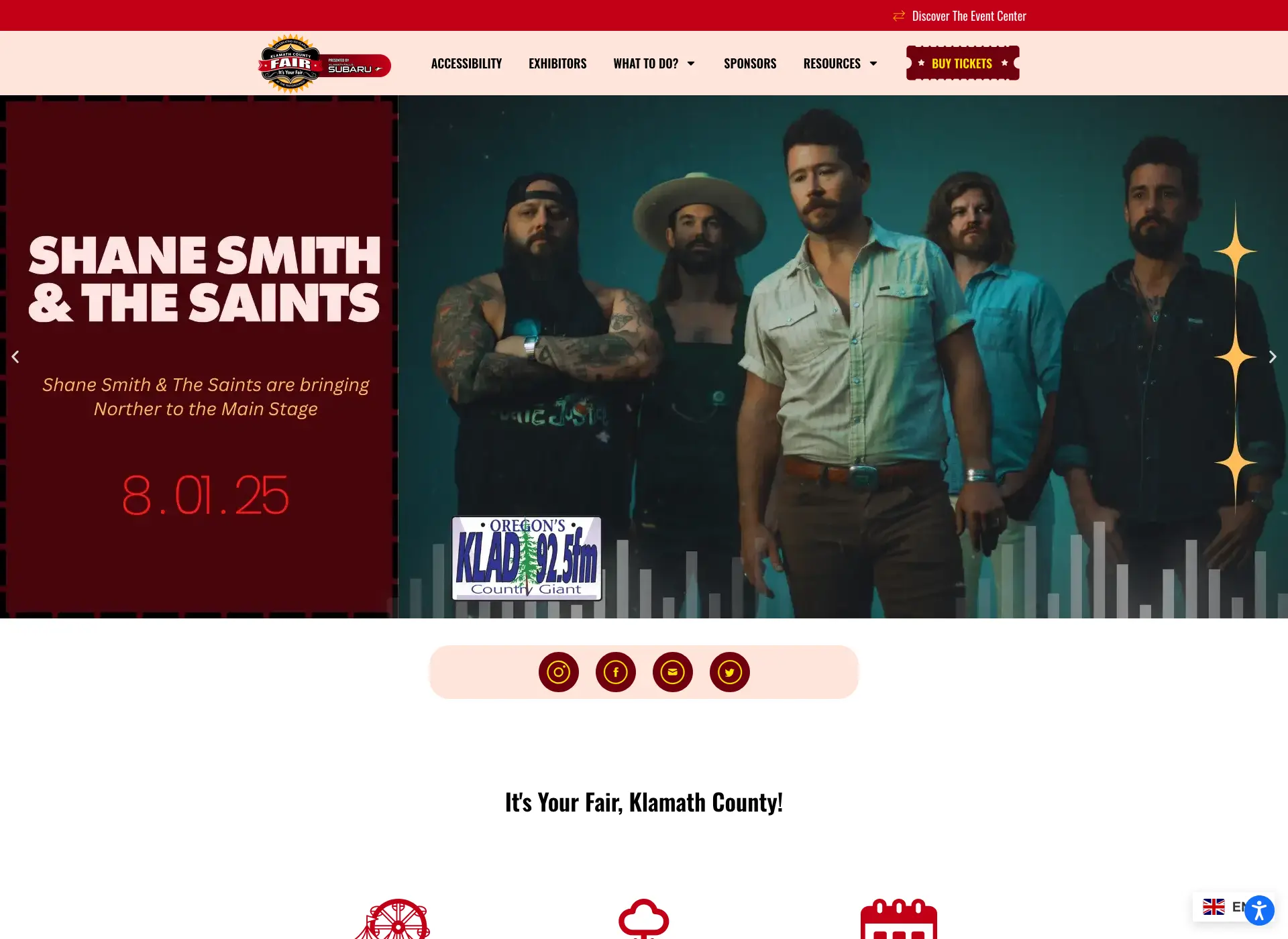 Screenshot of Klamath County Fairgrounds Website Hosting & Performance Optimization website - Website Hosting project by Visser Analytics