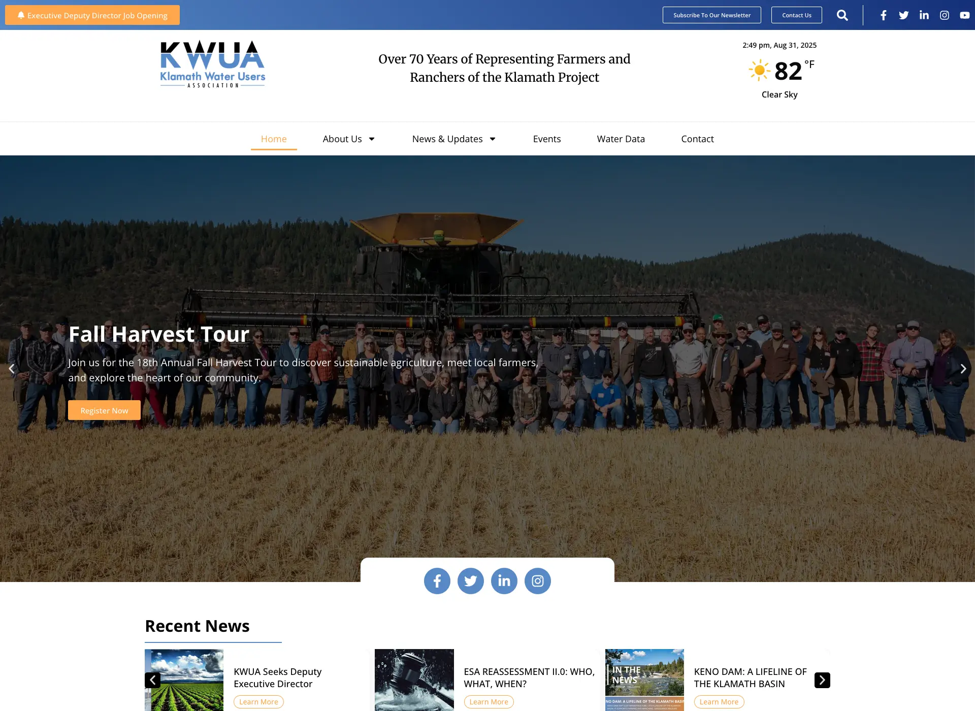 Screenshot of KWUA Website Hosting Migration website - Website Hosting project by Visser Analytics