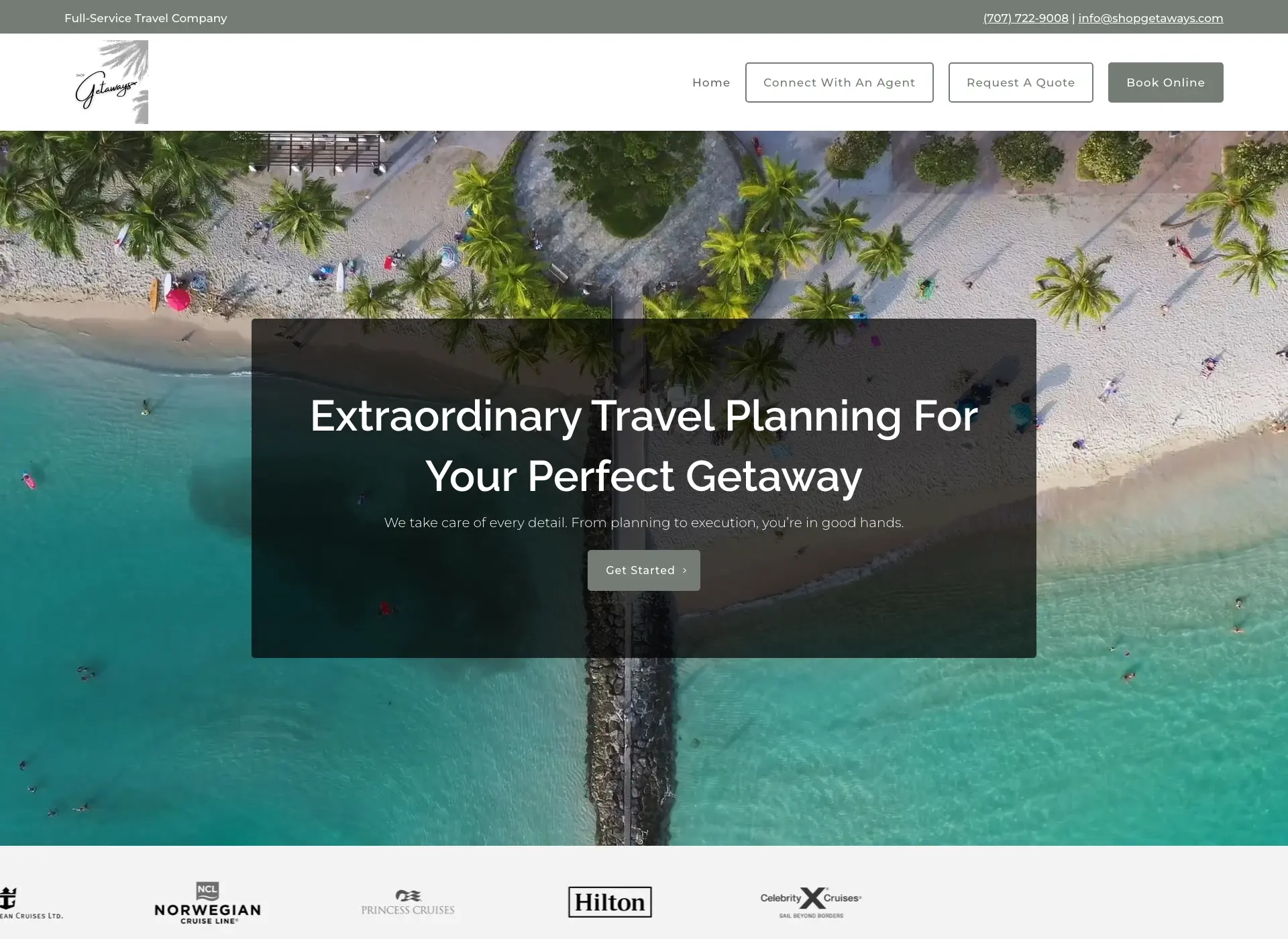 Screenshot of Shop Getaways Travel Agency Website website - Website Development & Travel Industry Marketing project by Visser Analytics