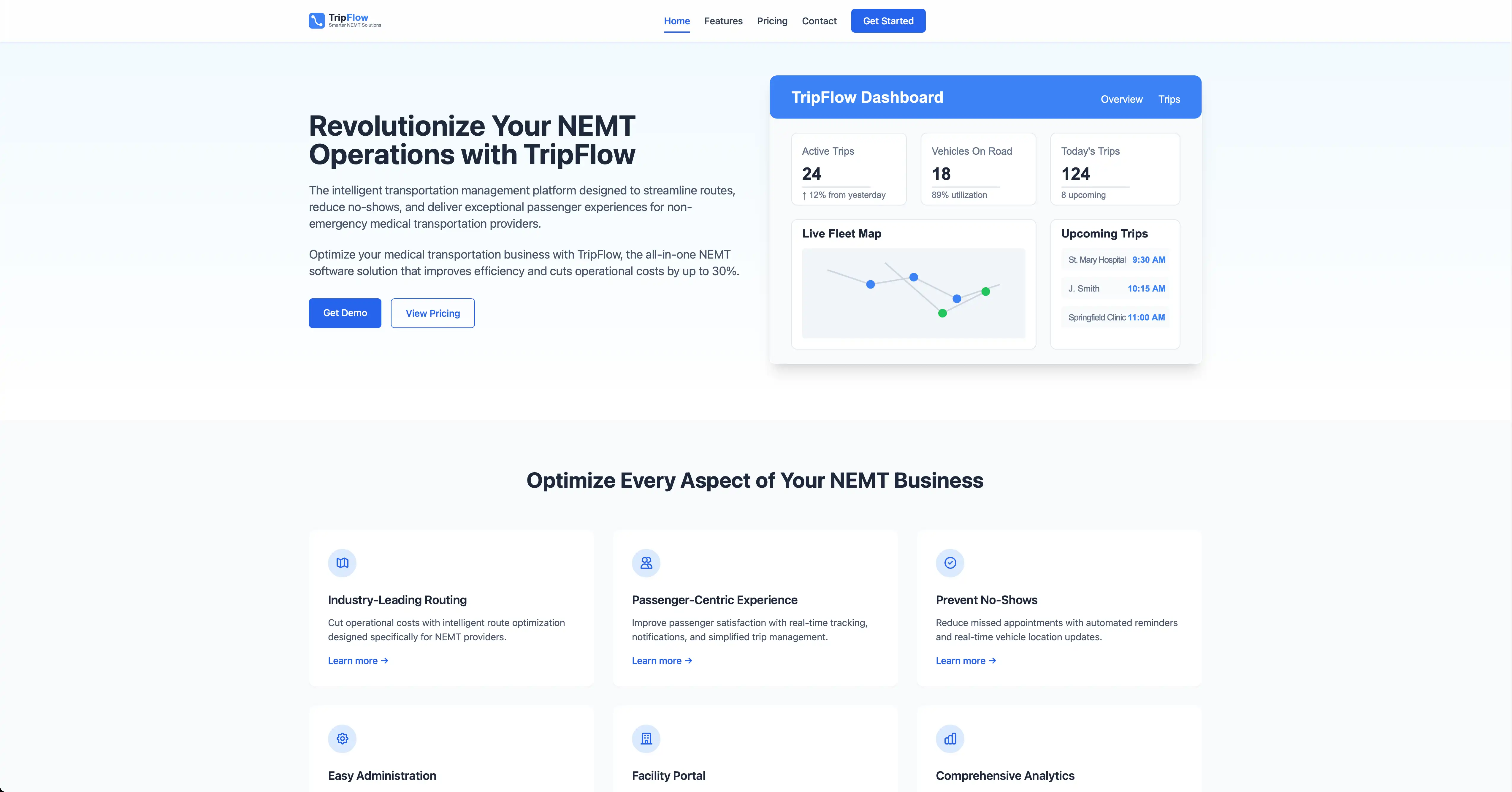 TripFlow NEMT Software Website