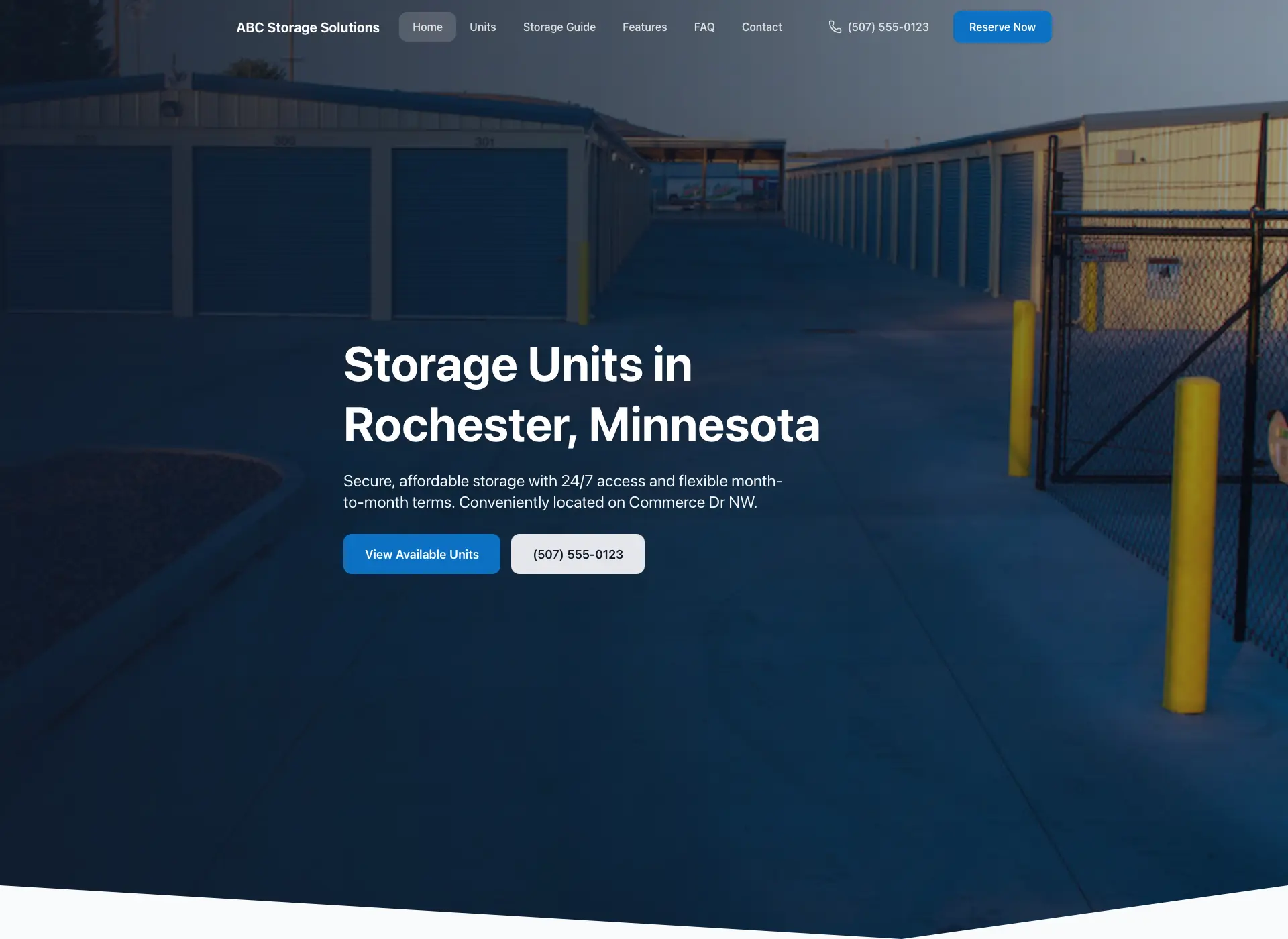 ABC Storage Solutions Self-Storage Website
