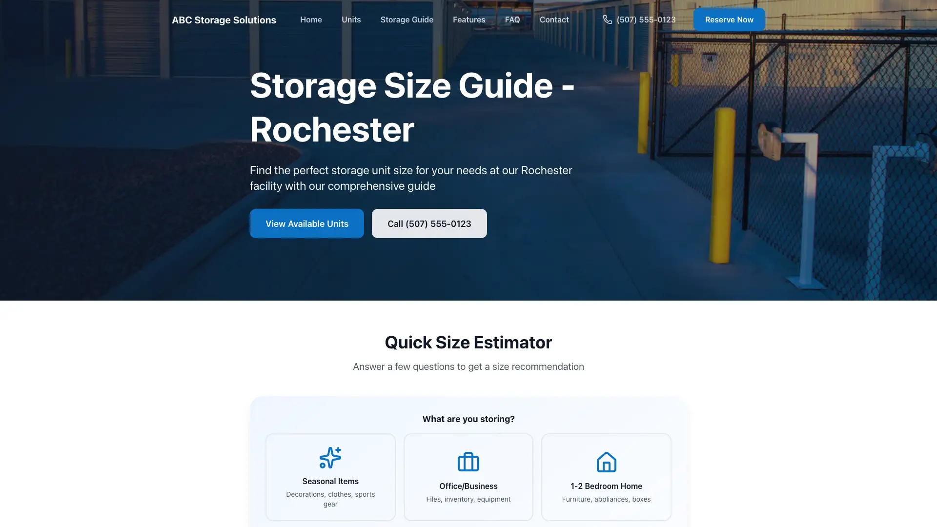 Storage Guide Page Thumbnail - Website Design by Visser Analytics