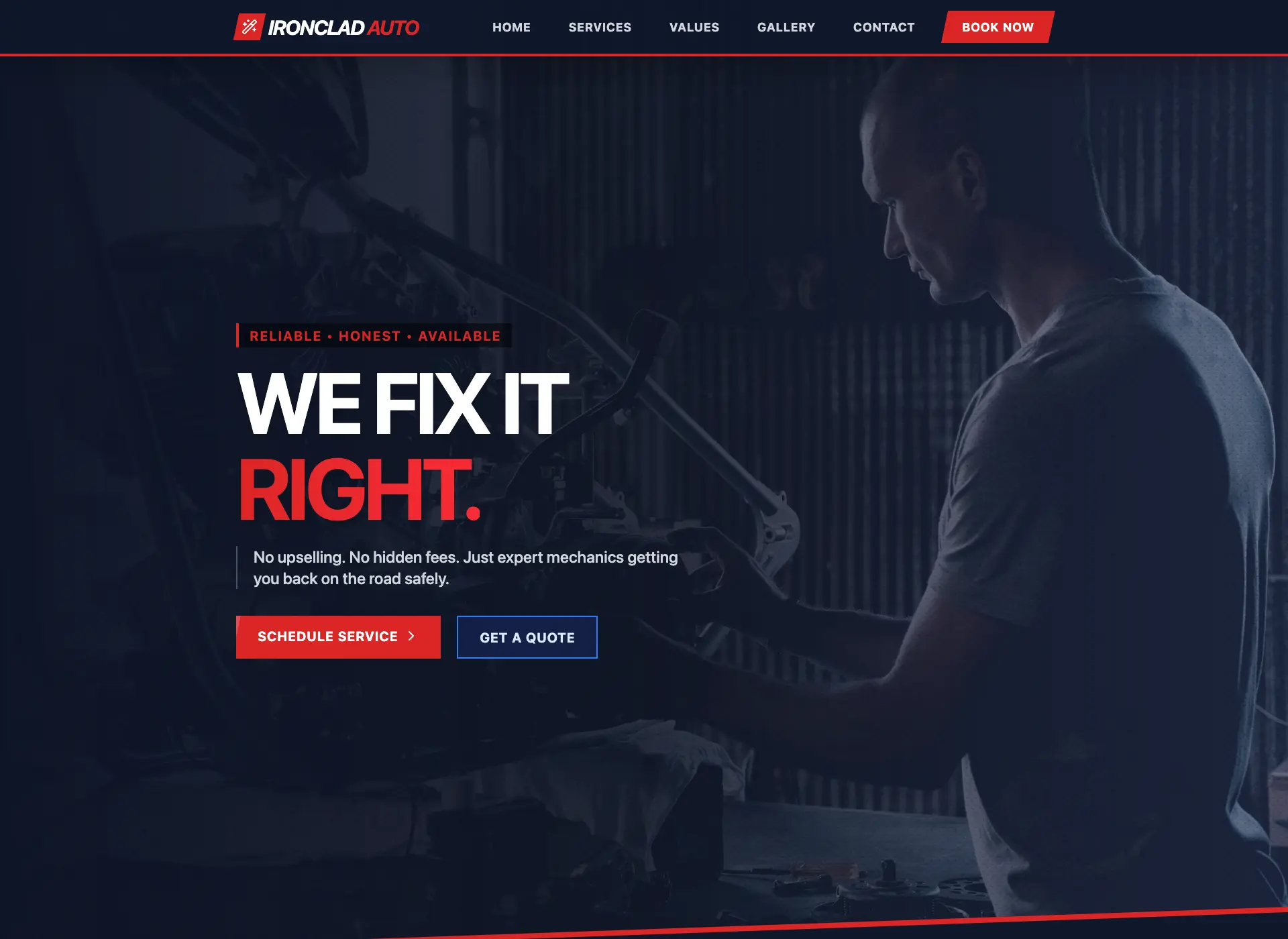 Ironclad Auto Professional Auto Repair Website