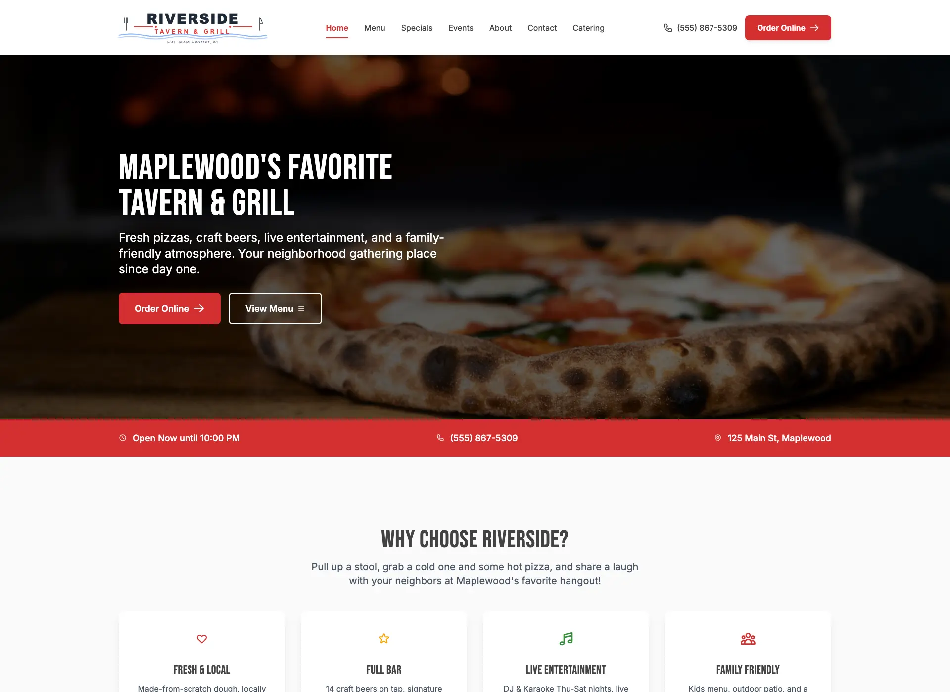 Riverside Tavern Restaurant & Pub Website