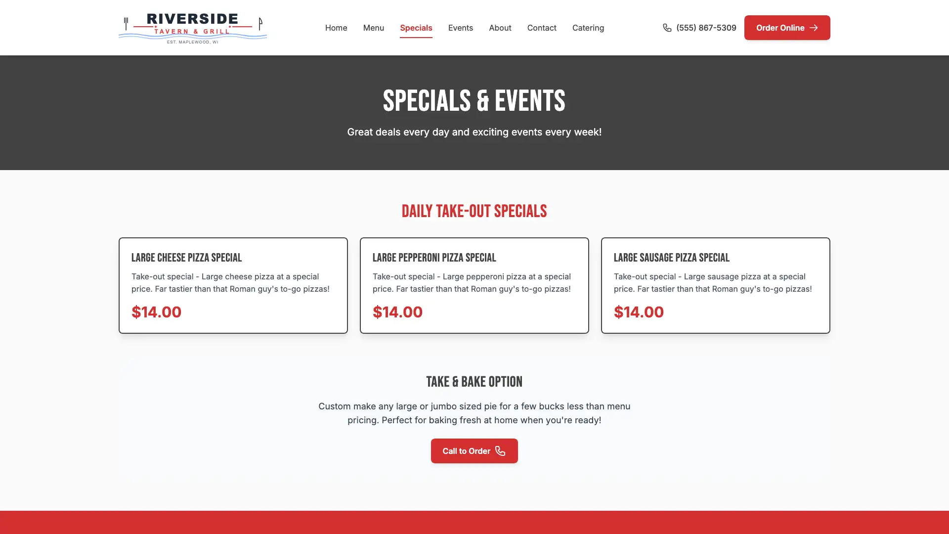 Specials Page Page Thumbnail - Website Design by Visser Analytics